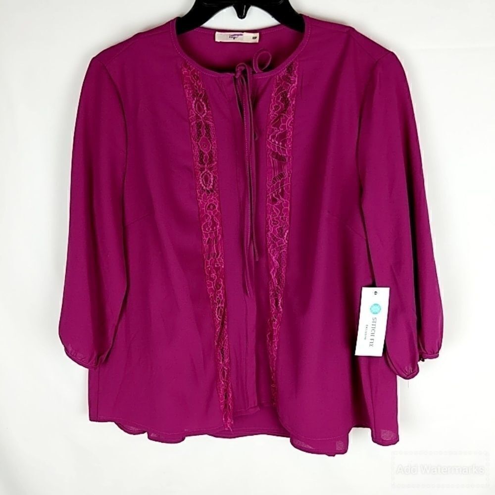 Hazel for Stitch Fix hot pink button front blouse